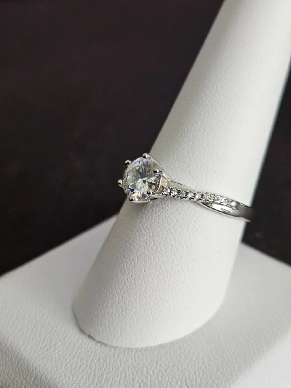 925 Sterling Silver 1ct Moissanite Twist Ring Sz 9